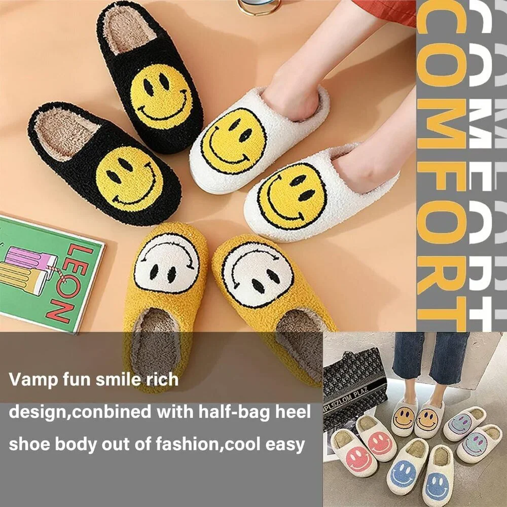 Women's Retro Plush Slippers Anti-Skid Sole White Size 5-11 Comfort Indoor - Picture 2 of 6